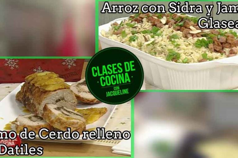 Arroz con Sidra y Jamón Glaseado y Lomo de Cerdo relleno de Datiles en Clases de Cocina
