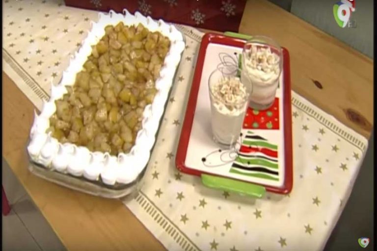 Preparamos Dulce frío de Panettone en Crema de Ponche y Peras Caramelizadas en Clases de Cocina