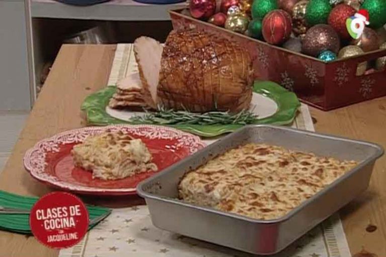 Lasaña de Jamón con bechamel y tocineta y Jamón con Miel de albaricoques en Clases de cocina