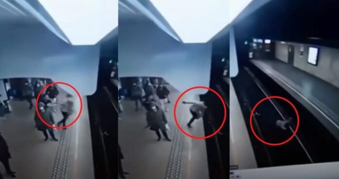 Hombre empuja a Mujer al tren en Bélgica