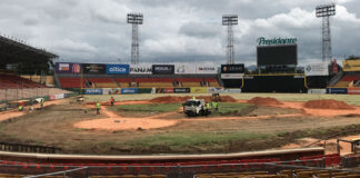 Águilas esta remodelando el terreno de juego del Estadio Cibao