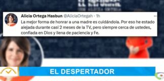 Alicia Ortega agradece apoyo