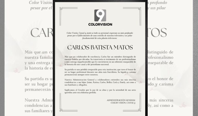 Color Visión lamenta profundamente el fallecimiento de Carlos Batista Matos