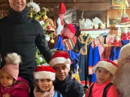 Cristiano Ronaldo pasa la Navidad con su familia en Laponia y conocen a Santa Claus