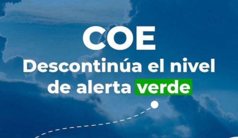 El COE descontinúa el nivel de alerta verde