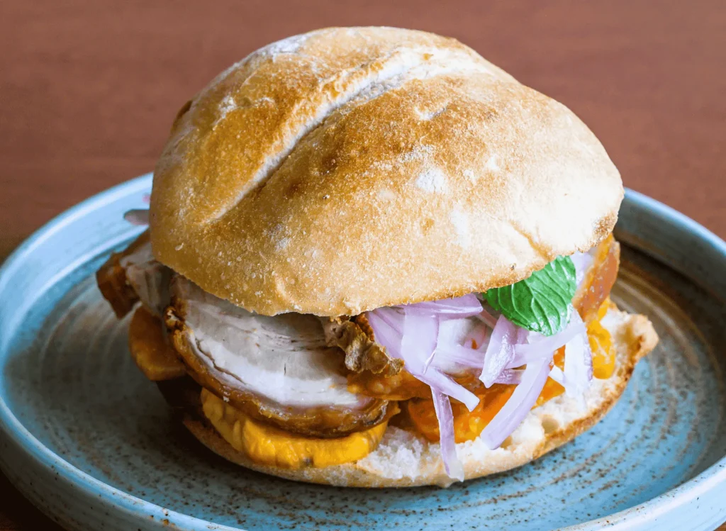 pan con chicharron pork sandwich