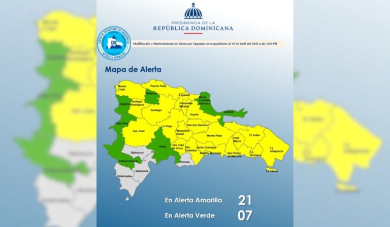 ¡Atención! 27 provincias y el Distrito Nacional en alerta