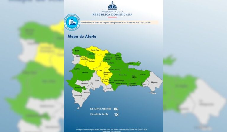 ¡Última hora! El COE mantiene 23 provincias y el Distrito Nacional en alerta
